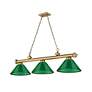 Cordon 57 1/4" Wide Rubbed Brass 3-Light Billiard Pendant in scene