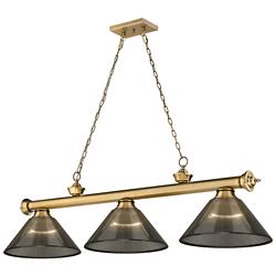Cordon 57 1/4" Wide Rubbed Brass 3-Light Billiard Pendant