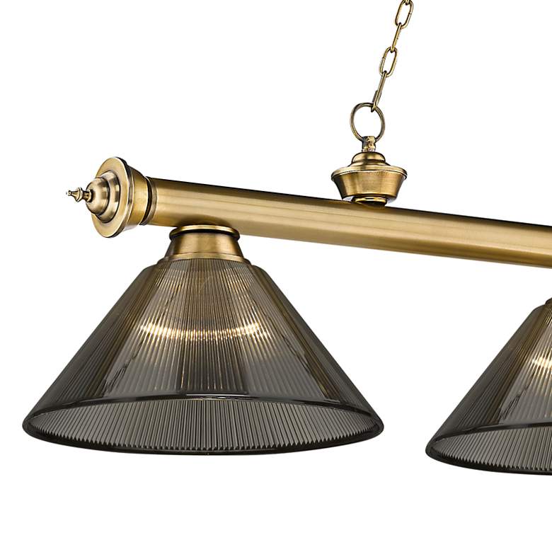 Image 4 Cordon 57 1/4" Wide Rubbed Brass 3-Light Billiard Pendant more views