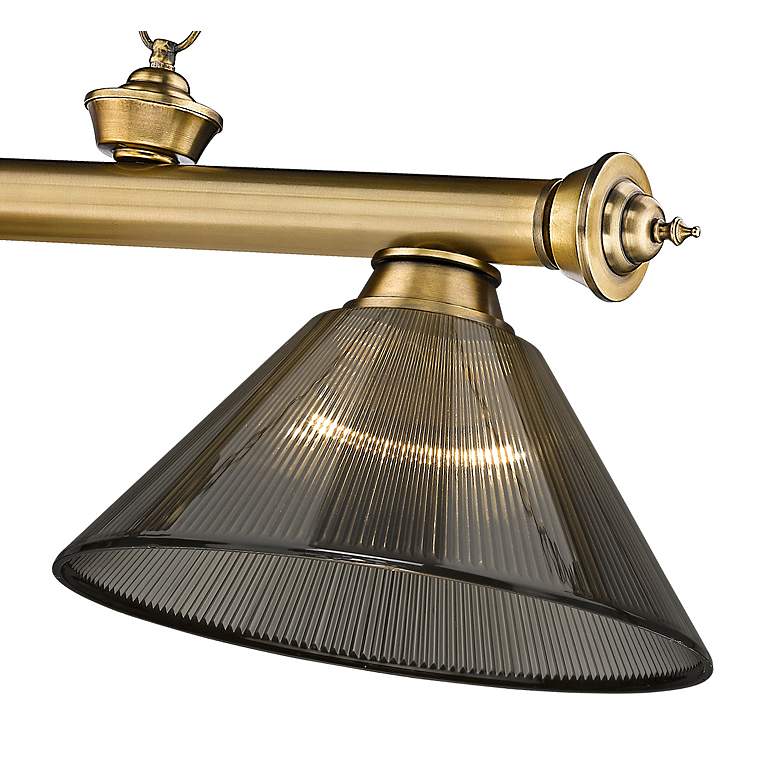 Image 5 Cordon 57 1/4" Wide Rubbed Brass 3-Light Billiard Pendant more views