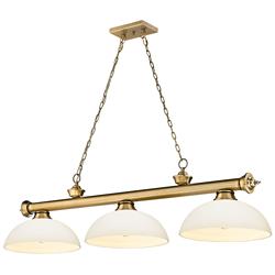 Cordon 57 1/4" Wide Rubbed Brass 3-Light Billiard Pendant