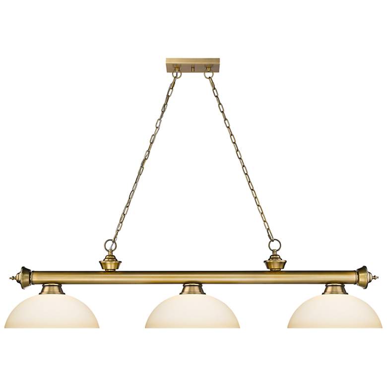 Image 5 Cordon 57 1/4" Wide Rubbed Brass 3-Light Billiard Pendant more views