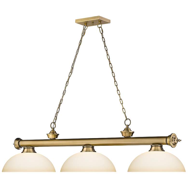 Image 6 Cordon 57 1/4" Wide Rubbed Brass 3-Light Billiard Pendant more views