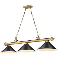 Cordon 57 1/4" Wide Rubbed Brass 3-Light Billiard Pendant