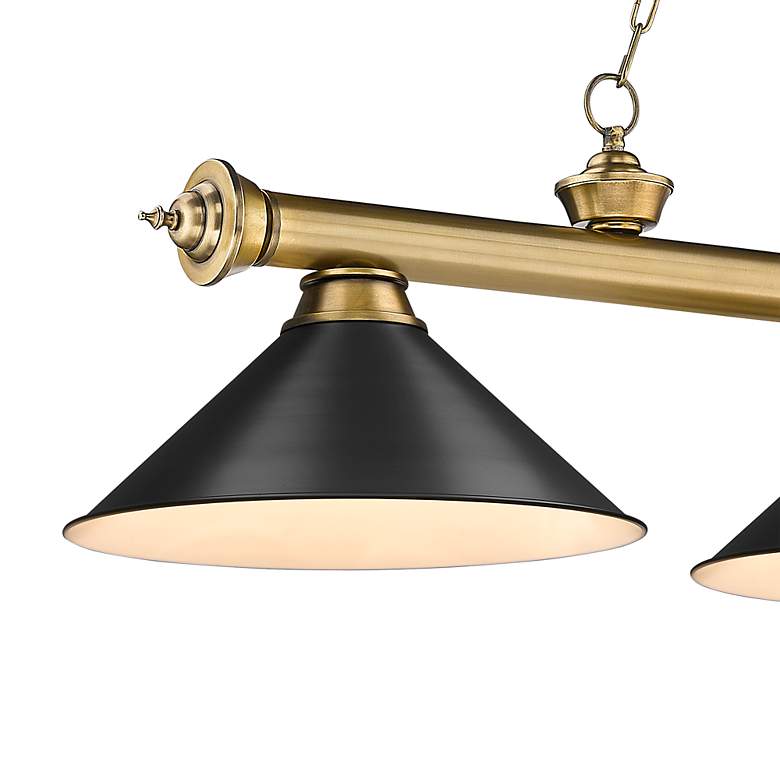 Image 4 Cordon 57 1/4" Wide Rubbed Brass 3-Light Billiard Pendant more views