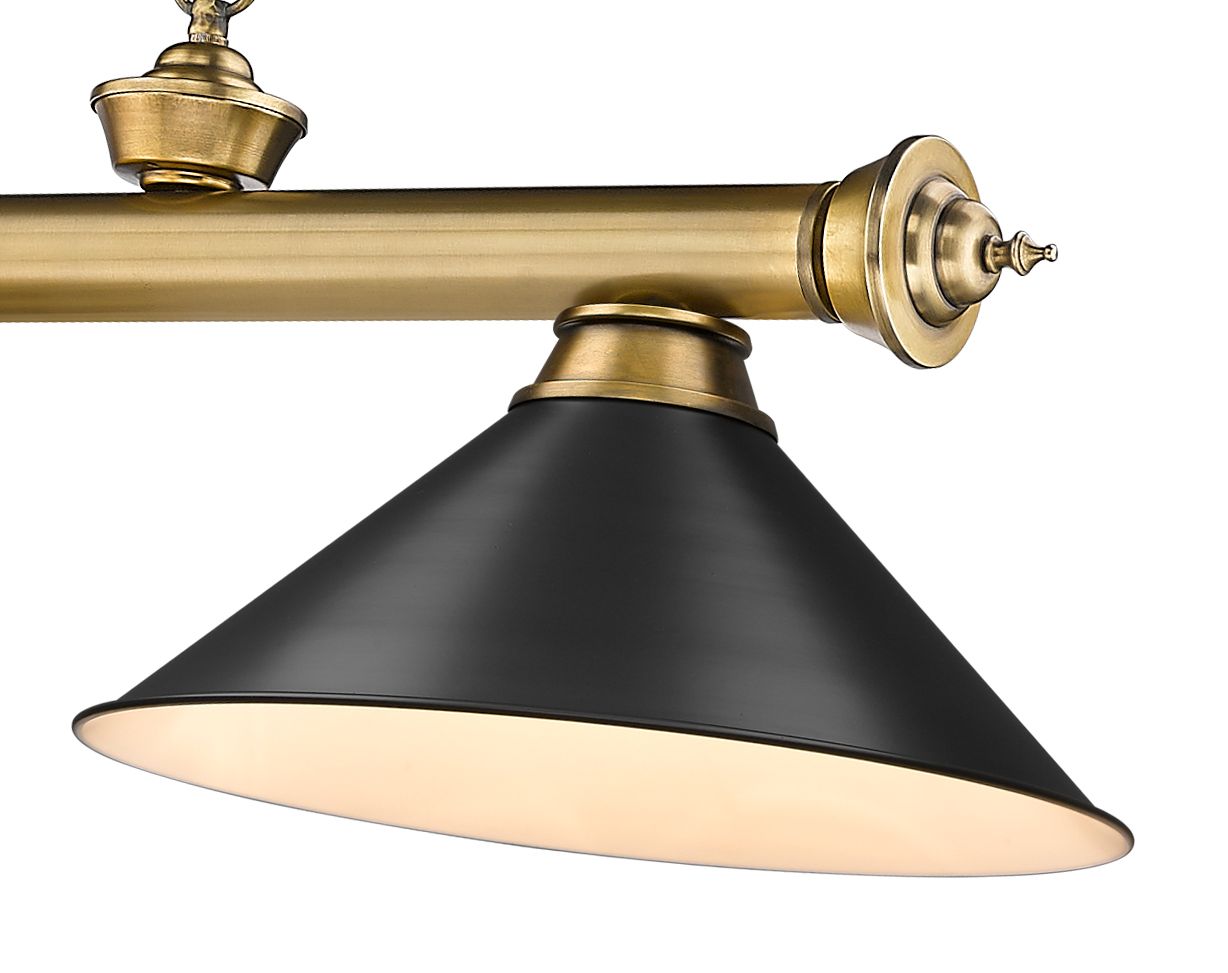 Cordon 57 1/4" Wide Rubbed Brass 3-Light Billiard Pendant in scene