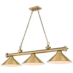 Cordon 57 1/4" Wide Rubbed Brass 3-Light Billiard Pendant