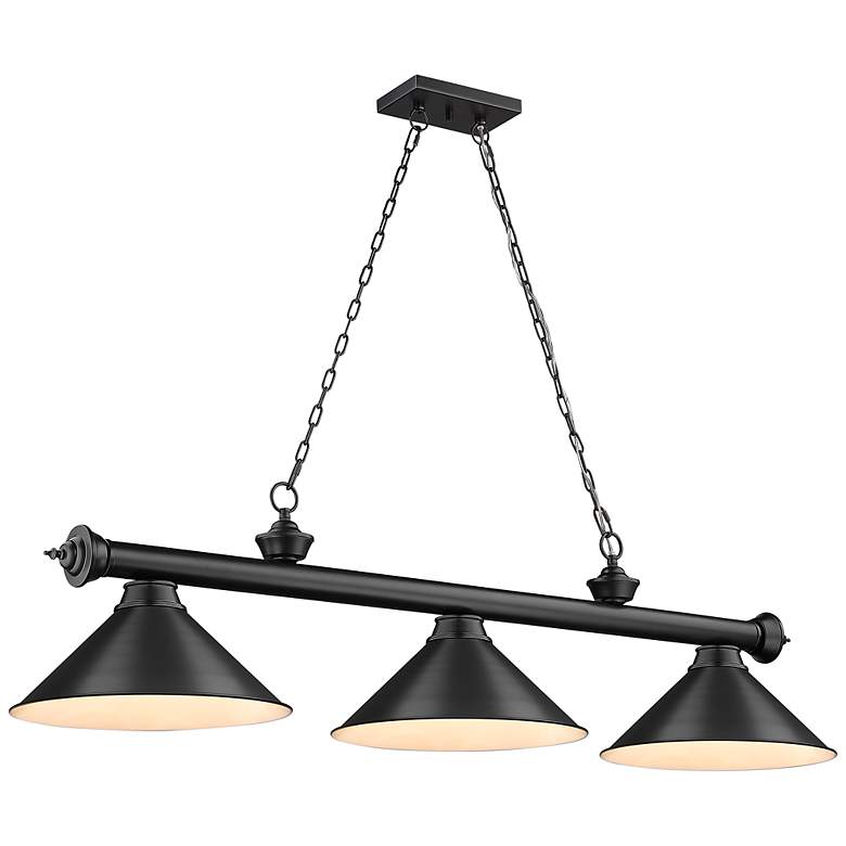 Image 3 Cordon 57 1/4"W Black and Nickel 3-Light Billiard Pendant