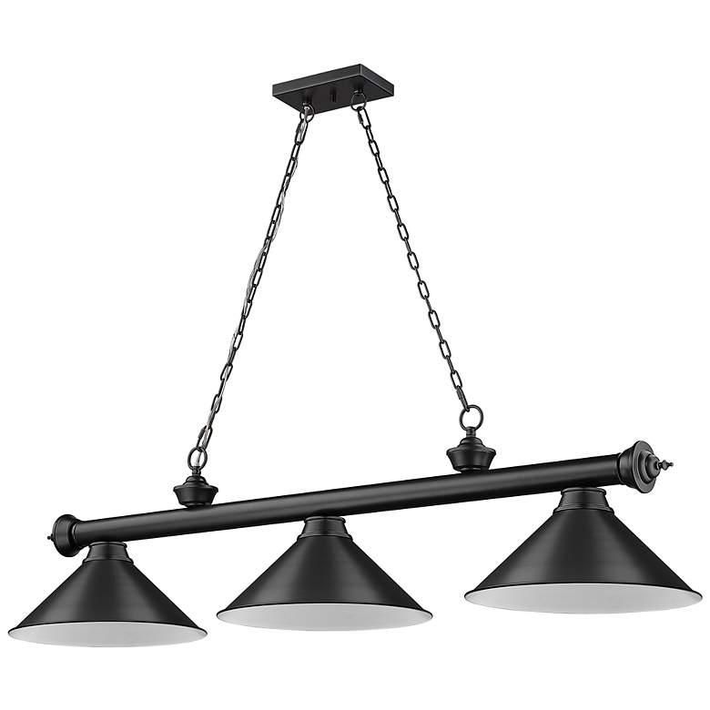 Image 6 Cordon 57 1/4"W Black and Nickel 3-Light Billiard Pendant more views