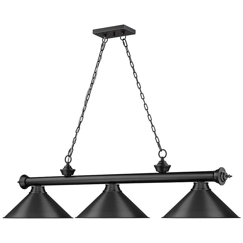 Image 7 Cordon 57 1/4"W Black and Nickel 3-Light Billiard Pendant more views