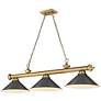 3_Cordon 57 1/4"W Brass and Bronze 3-Light Billiard Chandelier