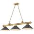 Cordon 57 1/4"W Brass and Bronze 3-Light Billiard Chandelier