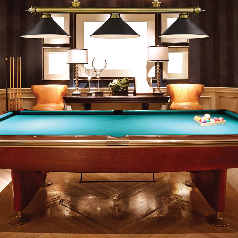 Image 2 Cordon 57 1/4"W Brass and Bronze 3-Light Billiard Chandelier