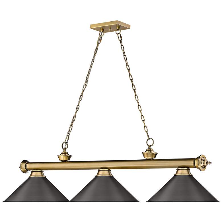 Image 6 Cordon 57 1/4"W Brass and Bronze 3-Light Billiard Chandelier more views