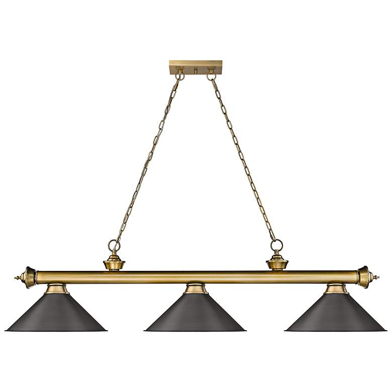 Image 7 Cordon 57 1/4"W Brass and Bronze 3-Light Billiard Chandelier more views