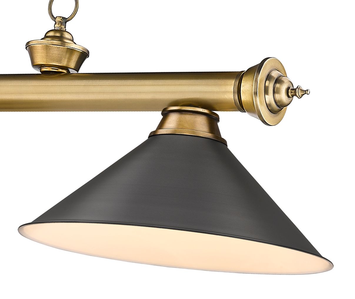 Cordon 57 1/4"W Brass and Bronze 3-Light Billiard Chandelier in scene