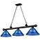 Cordon 57 1/4"W Matte Black Blue 3-Light Billiard Pendant