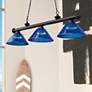 2_Cordon 57 1/4"W Matte Black Blue 3-Light Billiard Pendant