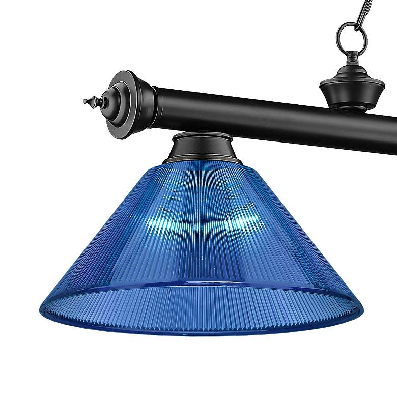 Image 4 Cordon 57 1/4"W Matte Black Blue 3-Light Billiard Pendant more views