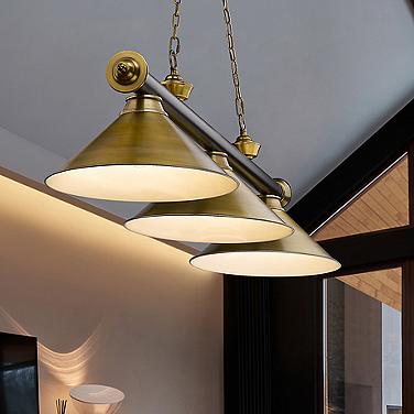 Cordon 57 1/4" Wide Black and Brass 3-Light Billiard Pendant