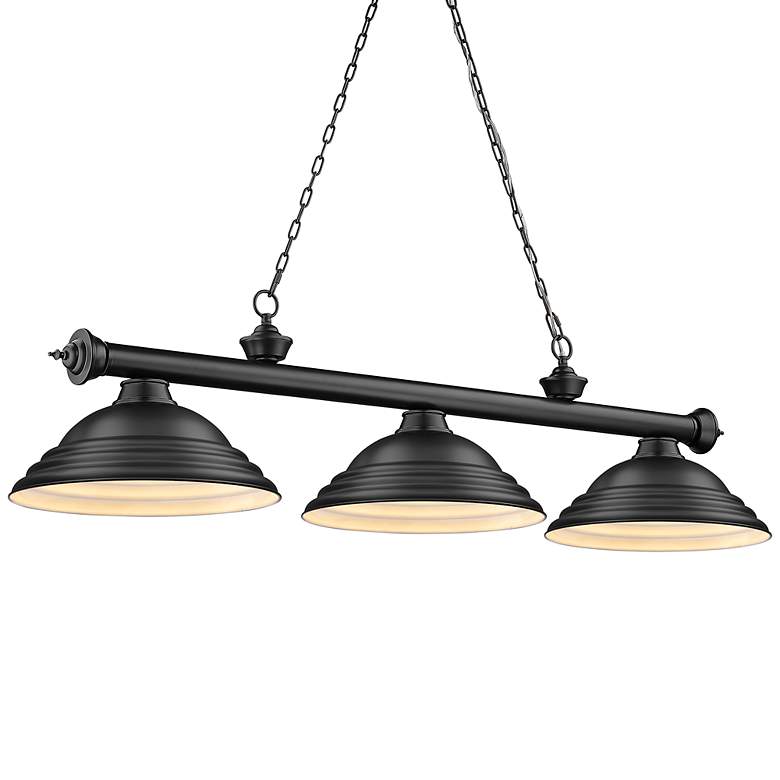 Image 3 Cordon 58" Wide Matte Black Steel 3-Light Billiard Pendant