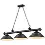 3_Cordon 58" Wide Matte Black Steel 3-Light Billiard Pendant