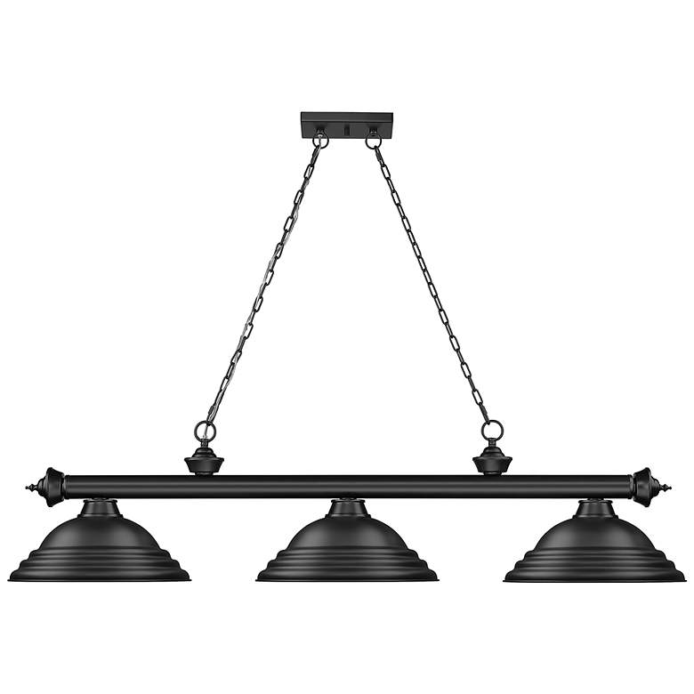 Image 7 Cordon 58" Wide Matte Black Steel 3-Light Billiard Pendant more views