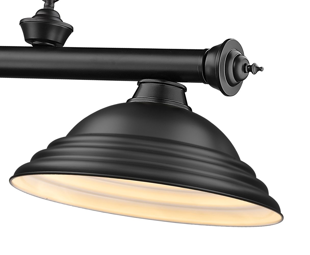 Cordon 58" Wide Matte Black Steel 3-Light Billiard Pendant in scene