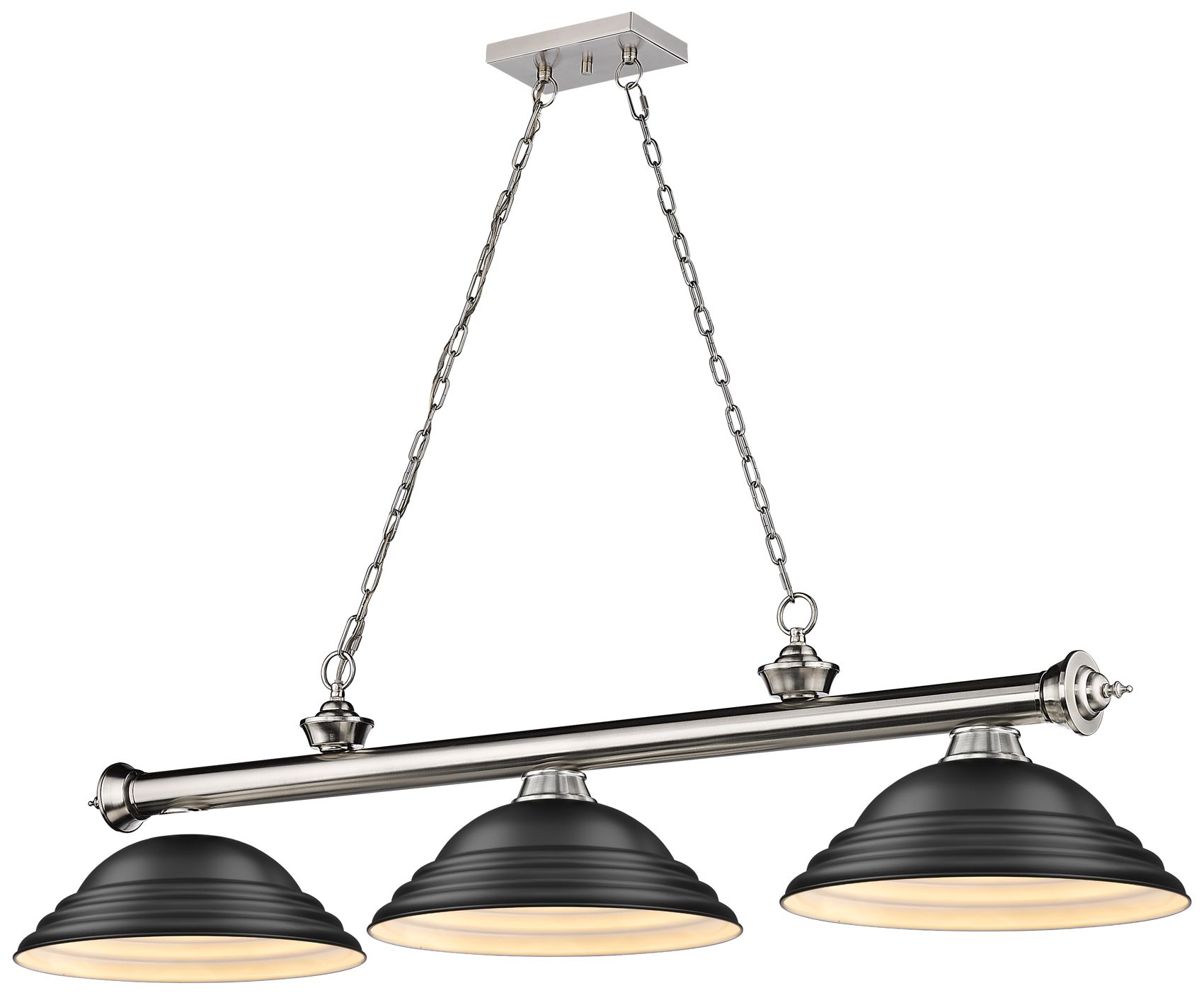 Cordon 58" Wide Nickel and Black 3-Light Billiard Pendant