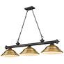 2_Cordon 58"W Bronze and Rubbed Brass 3-Light Billiard Pendant