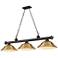 Cordon 58"W Bronze and Rubbed Brass 3-Light Billiard Pendant