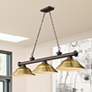 1_Cordon 58"W Bronze and Rubbed Brass 3-Light Billiard Pendant