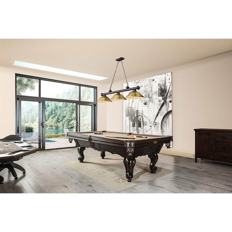 Image 3 Cordon 58"W Bronze and Rubbed Brass 3-Light Billiard Pendant more views