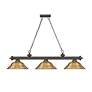 5_Cordon 58"W Bronze and Rubbed Brass 3-Light Billiard Pendant more views