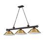 Cordon 58"W Bronze and Rubbed Brass 3-Light Billiard Pendant