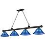 2_Cordon 81 1/4" Wide Black and Blue 4-Light Billiard Pendant