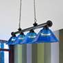 1_Cordon 81 1/4" Wide Black and Blue 4-Light Billiard Pendant