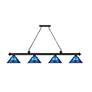 5_Cordon 81 1/4" Wide Black and Blue 4-Light Billiard Pendant more views