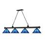 6_Cordon 81 1/4" Wide Black and Blue 4-Light Billiard Pendant more views