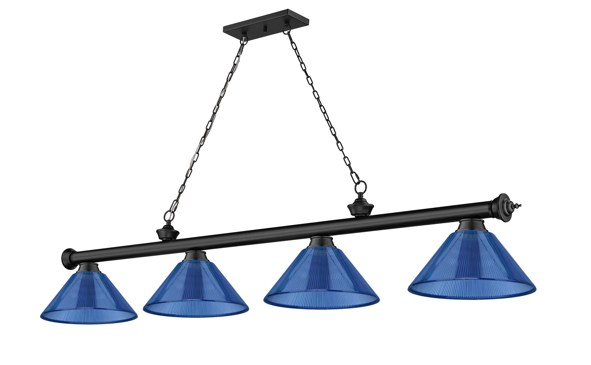 Cordon 81 1/4" Wide Black and Blue 4-Light Billiard Pendant