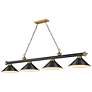 2_Cordon 81 1/4" Wide Black and Brass 4-Light Billiard Pendant