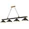 Cordon 81 1/4" Wide Black and Brass 4-Light Billiard Pendant