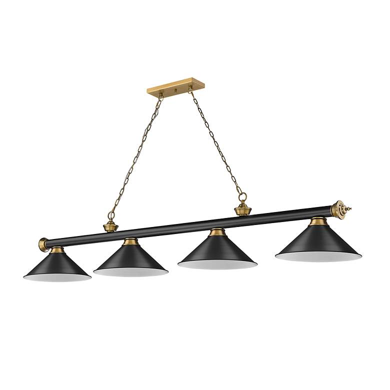 Image 7 Cordon 81 1/4" Wide Black and Brass 4-Light Billiard Pendant more views