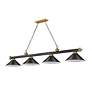 7_Cordon 81 1/4" Wide Black and Brass 4-Light Billiard Pendant more views