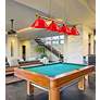 4_Cordon 81 1/4" Wide Brass and Red 4-Light Billiard Pendant more views