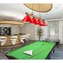 5_Cordon 81 1/4" Wide Brass and Red 4-Light Billiard Pendant more views