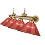 Cordon 81 1/4" Wide Brass and Red 4-Light Billiard Pendant in scene