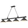 3_Cordon 81 1/4" Wide Bronze 4-Light Billiard Pendant