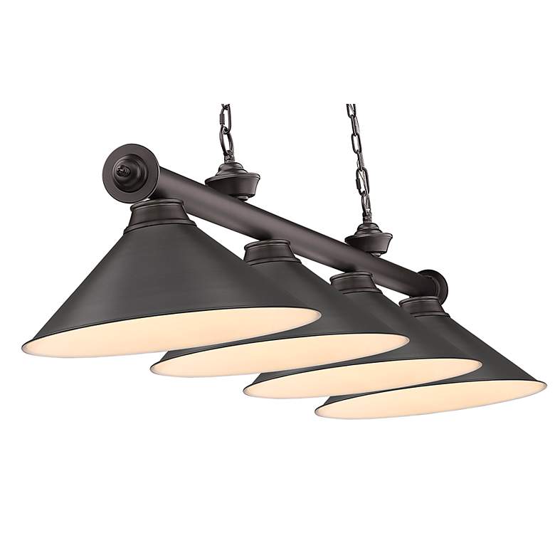 Image 5 Cordon 81 1/4" Wide Bronze 4-Light Billiard Pendant more views