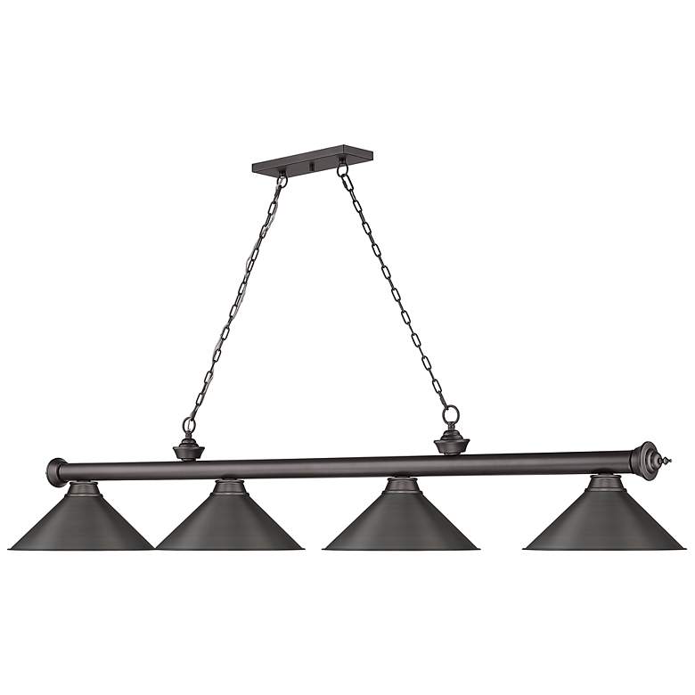 Image 6 Cordon 81 1/4" Wide Bronze 4-Light Billiard Pendant more views